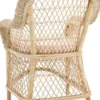 Casa Padrino Luxus Rattan Esszimmerstuhl mit Armlehnen und Kissen Naturfarben / Cremefarben 63 x 68 x H. 88 cm - Esszimmermöbel