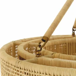Casa Padrino Luxus Rattan Kronleuchter Naturfarben Ø 80 cm - Luxus Leuchten