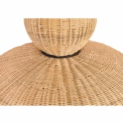 Casa Padrino Luxus Rattan LED Hängeleuchte Naturfarben H. 147 cm - Luxus Pendelleuchten