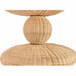Casa Padrino Luxus Rattan LED Hängeleuchte Naturfarben H. 147 cm - Luxus Pendelleuchten