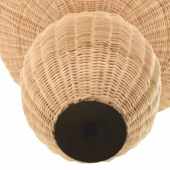 Casa Padrino Luxus Rattan LED Hängeleuchte Naturfarben H. 147 cm - Luxus Pendelleuchten