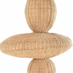 Casa Padrino Luxus Rattan LED Hängeleuchte Naturfarben H. 147 cm - Luxus Pendelleuchten
