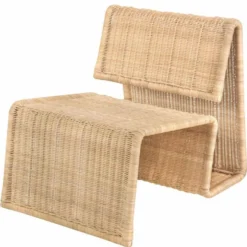 Casa Padrino Luxus Rattan Sessel Naturfarben - Rattan Wohnzimmer Möbel