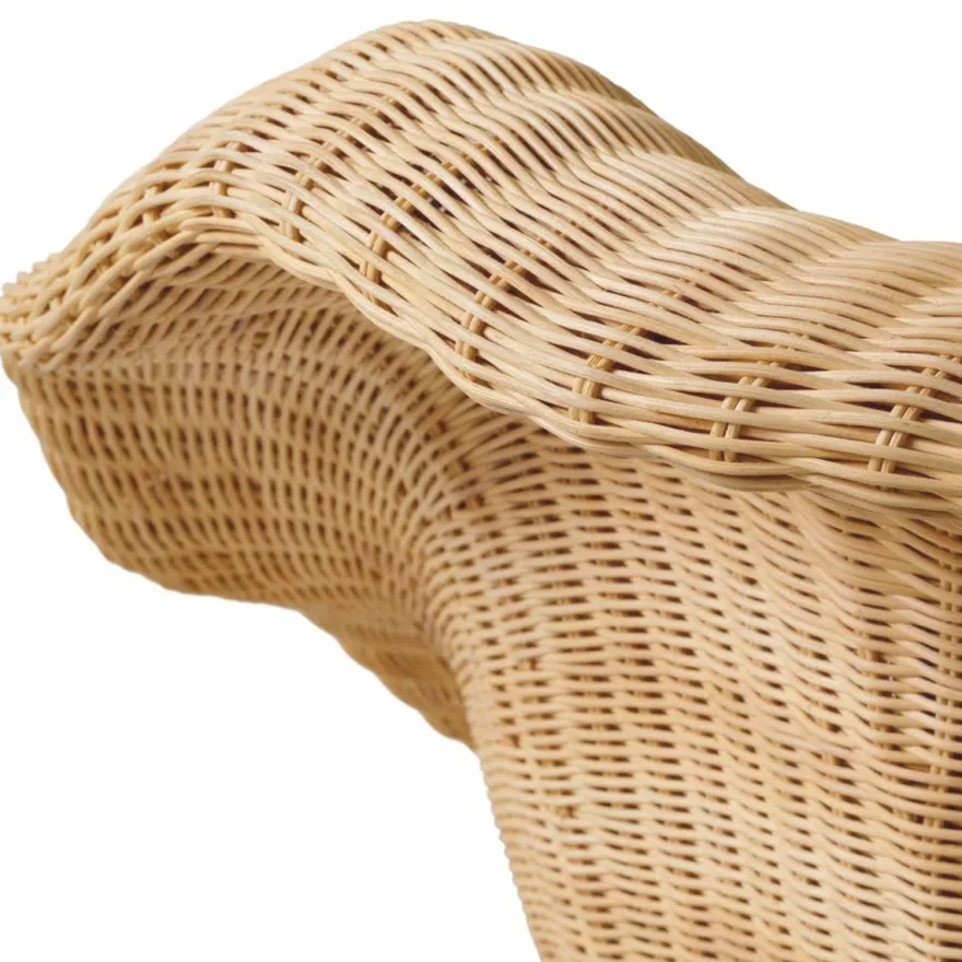 Casa Padrino Luxus Rattan Sessel Naturfarben / Creme - Rattan Wohnzimmer Möbel