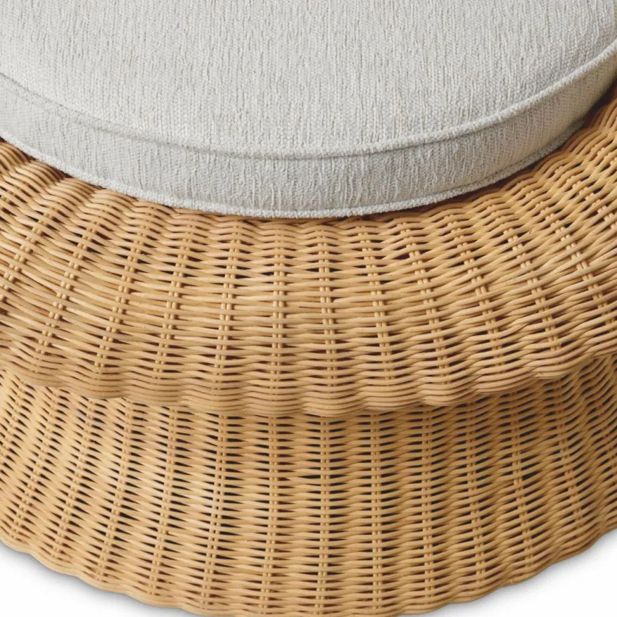 Casa Padrino Luxus Rattan Sessel Naturfarben / Creme - Rattan Wohnzimmer Möbel