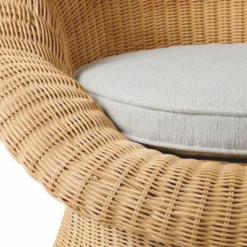 Casa Padrino Luxus Rattan Sessel Naturfarben / Creme - Rattan Wohnzimmer Möbel