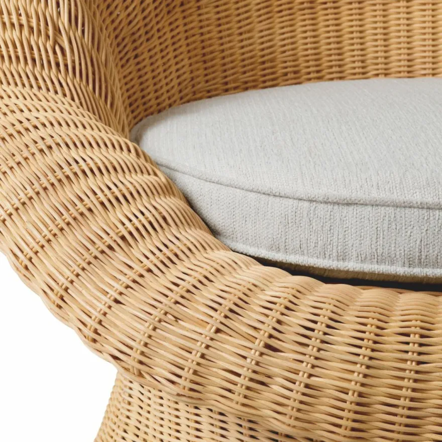 Casa Padrino Luxus Rattan Sessel Naturfarben / Creme - Rattan Wohnzimmer Möbel