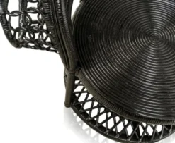 Casa Padrino Luxus Rattan Sessel Schwarz 114 x 80 x H. 150 cm - Vintage Möbel