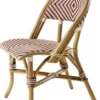 Casa Padrino Luxus Rattanstuhl im Barock Stil Naturfarben / Burgundy / Weiß 46 x 60 x H. 83 cm - Handgefertigtes Wintergarten Möbel
