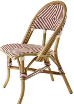 Casa Padrino Luxus Rattanstuhl im Barock Stil Naturfarben / Burgundy / Weiß 46 x 60 x H. 83 cm - Handgefertigtes Wintergarten Möbel