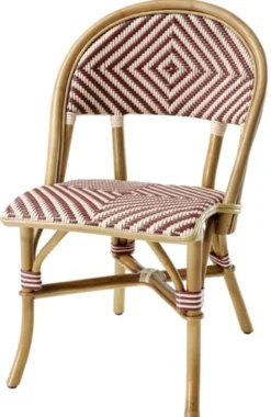 Casa Padrino Luxus Rattanstuhl im Barock Stil Naturfarben / Burgundy / Weiß 46 x 60 x H. 83 cm - Handgefertigtes Wintergarten Möbel
