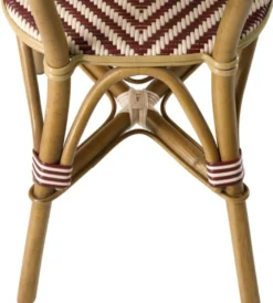 Casa Padrino Luxus Rattanstuhl im Barock Stil Naturfarben / Burgundy / Weiß 46 x 60 x H. 83 cm - Handgefertigtes Wintergarten Möbel