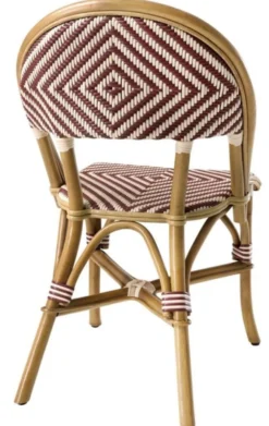 Casa Padrino Luxus Rattanstuhl im Barock Stil Naturfarben / Burgundy / Weiß 46 x 60 x H. 83 cm - Handgefertigtes Wintergarten Möbel