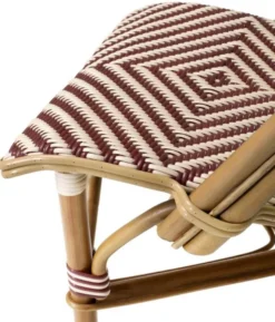 Casa Padrino Luxus Rattanstuhl im Barock Stil Naturfarben / Burgundy / Weiß 46 x 60 x H. 83 cm - Handgefertigtes Wintergarten Möbel