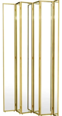 Casa Padrino Luxus Raumteiler mit Spiegelglas Gold 150 x H. 220 cm - Luxus Möbel