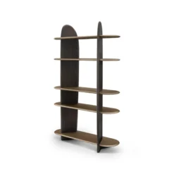 Casa Padrino Luxus Regal Dunkelgrau / Messing 120 x 41 x H. 190 cm - Regal mit Ulmenfurnier - Moderne Wohnzimmer Möbel - Luxus Qualität