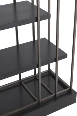Casa Padrino Luxus Regalschrank Schwarz / Bronze 166 x 45 x H. 222 cm - Bücherschrank - Wohnzimmerschrank - Büroschrank