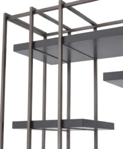 Casa Padrino Luxus Regalschrank Schwarz / Bronze 166 x 45 x H. 222 cm - Bücherschrank - Wohnzimmerschrank - Büroschrank