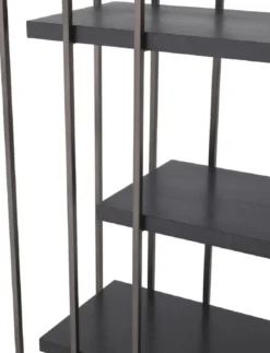 Casa Padrino Luxus Regalschrank Schwarz / Bronze 166 x 45 x H. 222 cm - Bücherschrank - Wohnzimmerschrank - Büroschrank