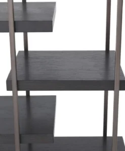 Casa Padrino Luxus Regalschrank Schwarz / Bronze 166 x 45 x H. 222 cm - Bücherschrank - Wohnzimmerschrank - Büroschrank