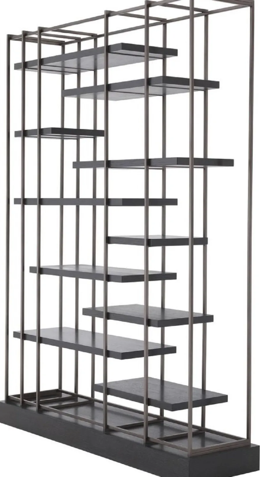 Casa Padrino Luxus Regalschrank Schwarz / Bronze 166 x 45 x H. 222 cm - Bücherschrank - Wohnzimmerschrank - Büroschrank