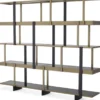 Casa Padrino Luxus Regalschrank Messingfarben / Schwarz 230 x 40 x H. 200 cm - Edelstahl Schrank - Bücherschrank - Wohnzimmer Schrank - Büroschrank - Luxus Möbel