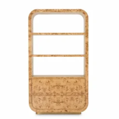 Casa Padrino Luxus Regalschrank mit 2 Schubladen Hellbraun / Antik Messing H. 210 cm