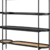 Casa Padrino Luxus Regalschrank Schwarz / Naturfarben / Messingfarben 154 x 42,3 x H. 170 cm - Wohnzimmer & Hotel Möbel - Luxus Qualität