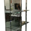 Casa Padrino Luxus Regalschrank Silber 80 x 35 x H. 200 cm - Edelstahl Schrank mit 4 Glasregalen und großem Spiegel - Wohnzimmerschrank - Wohnzimmermöbel