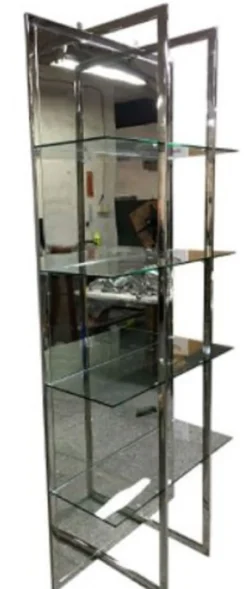 Casa Padrino Luxus Regalschrank Silber 80 x 35 x H. 200 cm - Edelstahl Schrank mit 4 Glasregalen und großem Spiegel - Wohnzimmerschrank - Wohnzimmermöbel
