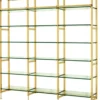 Casa Padrino Luxus Regal Schrank Edelstahl Gold mit Glasböden B 223 x H 245 cm Bücherregal Regal Schrank - Art Deco Möbel