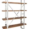 Casa Padrino Luxus Regalschrank Silber / Braun 152 x 35,5 x H. 198 cm - Bücherschrank Wohnzimmerschrank