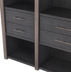 Casa Padrino Luxus Regalschrank mit 6 Schubladen Anthrazitgrau / Bronzefarben 253 x 47 x H. 229 cm - Bücherschrank - Wohnzimmerschrank - Büroschrank - Luxus Schrank
