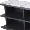 Casa Padrino Luxus Regalschrank Anthrazitgrau / Weiß / Fliederfarben 220 x 55 x H. 80 cm - Edler Massivholz Schrank mit 3 Regalen und Marmorplatten - Luxus Wohnzimmer Möbel