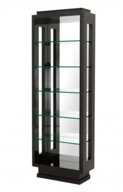 Casa Padrino Luxus Regal Schrank in Hochglanzbraun und Spiegelglas - 80 x 35 x H. 230 cm