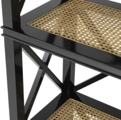Casa Padrino Luxus Regalschrank im Barockstil Schwarz / Naturfarben 85 x 35 x H. 220 cm