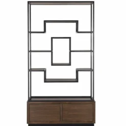 Casa Padrino Luxus Regalschrank Dunkelbraun / Schwarz 120 x H. 240 cm - Luxus Möbel