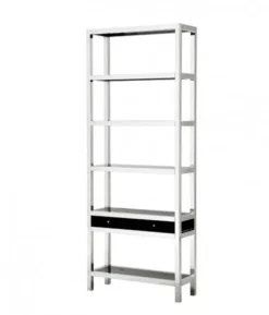 Casa Padrino Luxus Regal Schrank mit Rauchglas und einer Schublade, polierter Stahl, 90 x 32 x H. 226 cm