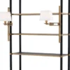 Casa Padrino Luxus Regalschrank mit 2 schwenkbaren Leuchten Vintage Messing / Schwarz 105 x 44 x H. 250 cm - Bücherschrank - Wohnzimmerschrank - Büroschrank - Luxus Möbel