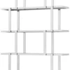 Casa Padrino Luxus Regalschrank Silber / Schwarz 110 x 30 x H. 243 cm - Edelstahl Schrank - Bücherschrank - Wohnzimmer Schrank - Büroschrank - Luxus Möbel