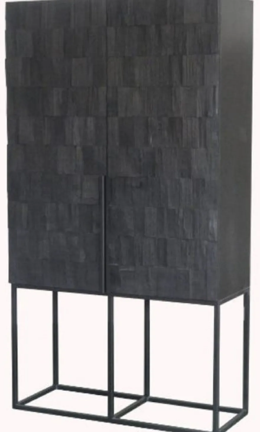 Casa Padrino Luxus Regalschrank mit 2 Türen Matt Schwarz / Schwarz 80 x 45 x H. 180 cm - Massivholz Schrank mit Metall Beinen - Luxus Möbel