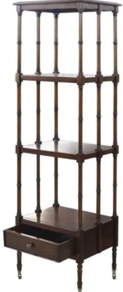 Casa Padrino Luxus Regalschrank mit Schublade Dunkelbraun 44 x 36 x H. 163 cm - Luxus Qualität