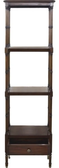 Casa Padrino Luxus Regalschrank mit Schublade Dunkelbraun 44 x 36 x H. 163 cm - Luxus Qualität
