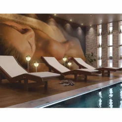 Casa Padrino Luxus Relax Liege Dunkelbraun / Weiß 164 cm - Poolliege - Saunaliege - Garten Möbel - Pool Möbel - Sauna Möbel - Made in Italy