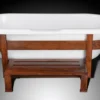 Casa Padrino Luxus Retro Badewanne Weiß / Dunkelbraun 178 x 76 x H. 73 cm - Freistehende Badewanne mit Holzrahmen und Stufe - Retro Badezimmer Möbel