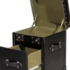 Casa Padrino Luxus Rindsleder Beistelltisch mit Deckel und Schublade Schwarz 47 x 45 x H. 57 cm - Handgefertigter Lampentisch im Kofferlook