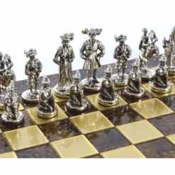 Casa Padrino Luxus Ritter Schach Set Bronze / Gold / Silber 44 x 44 cm - Mittelalterliches Schachspiel