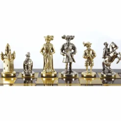 Casa Padrino Luxus Ritter Schach Set Bronze / Gold / Silber 44 x 44 cm - Mittelalterliches Schachspiel