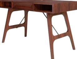 Casa Padrino Luxus Rosenholz Schreibtisch mit Schublade Braun 120 x 60 x H. 76 cm - Luxus Büromöbel