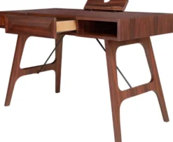 Casa Padrino Luxus Rosenholz Schreibtisch mit Schublade Braun 120 x 60 x H. 76 cm - Luxus Büromöbel
